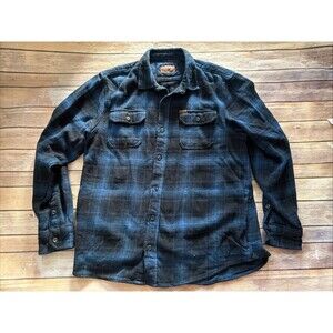 Vintage 90's Orvis Men's Blue Plaid Cotton FLANNEL Workwear Shirt Jacket Coat L